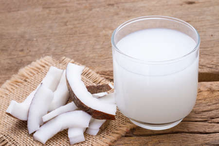 delicious pieces of coconut on the tableの写真素材