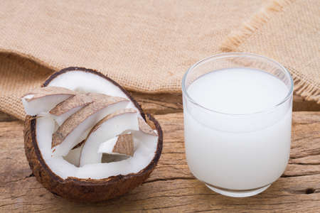 delicious pieces of coconut on the tableの写真素材