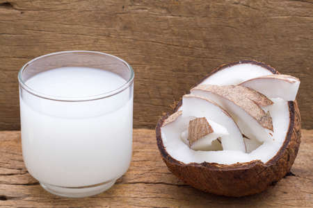 delicious pieces of coconut on the tableの写真素材