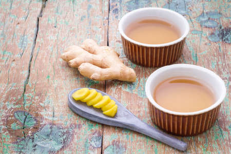 refreshing ginger tea on the tableの写真素材