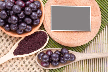 berries and acai powder, fruit of Amazonian originの写真素材