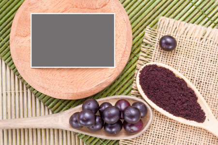 berries and acai powder, fruit of Amazonian originの写真素材