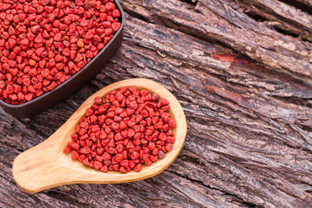 Seeds of achiote, originating from central america and parts of south america is used to season foodの写真素材