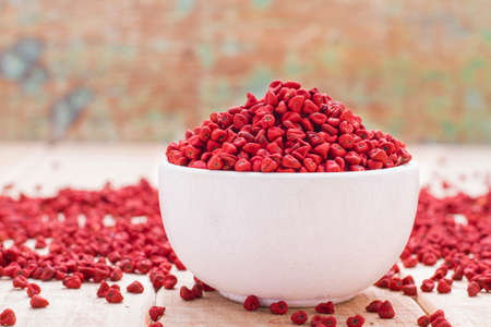 Seeds of achiote, originating from central america and parts of south america is used to season foodの写真素材