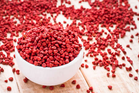 Seeds of achiote, originating from central america and parts of south america is used to season foodの写真素材