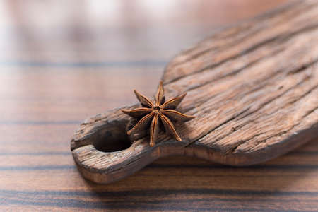 star anise on the cutting board.の写真素材
