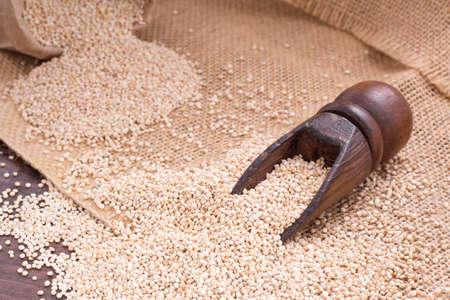 quinoa beans in bowl on the table.の写真素材