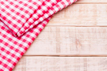 red kitchen cloth on the table.の写真素材