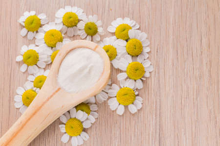 collagen protein top view, hydrolyzed collagen.の写真素材