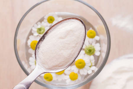collagen protein top view, hydrolyzed collagen.の写真素材