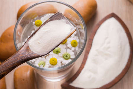 collagen protein top view, hydrolyzed collagen.の写真素材