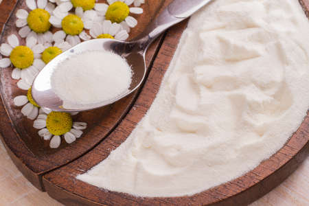 collagen protein top view, hydrolyzed collagen.の写真素材