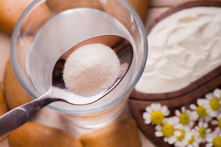 collagen protein top view, hydrolyzed collagen.の写真素材