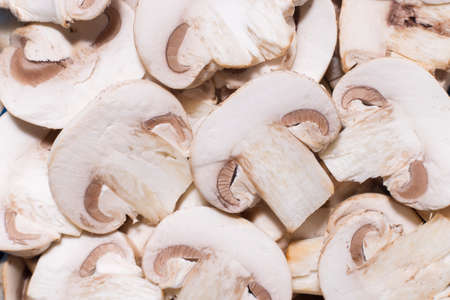 sliced mushroomsの写真素材