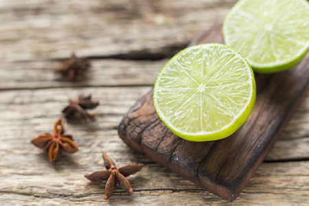 lemon and anise on the table.の写真素材