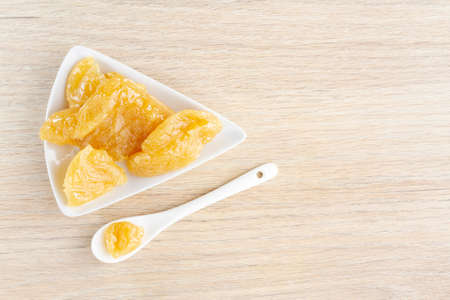 Natural collagen in solid state, in container on the tableの写真素材