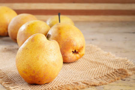 Group of pears on the table, close-upの写真素材