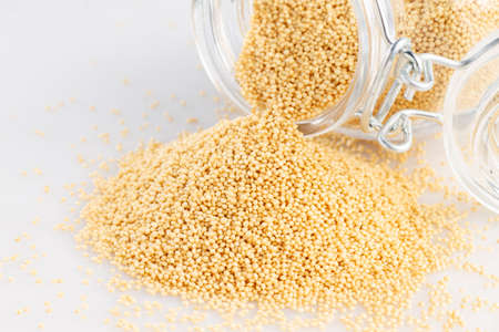 Amaranth beans in glass bowl, super food closeupの写真素材