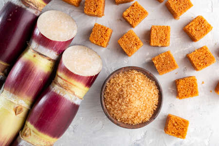Sugarcane and sugarcane, panela and sugar cane derivatives, imageの写真素材