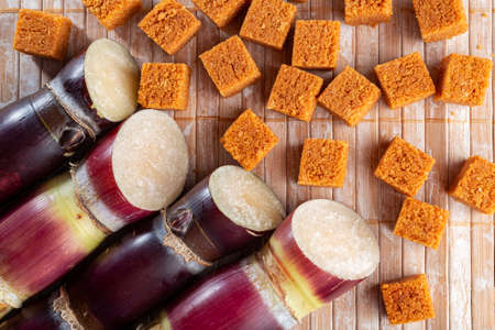 Sugarcane and sugarcane, panela and sugar cane derivatives, imageの写真素材