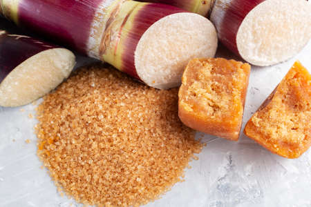 Sugarcane and sugarcane, panela and sugar cane derivatives, imageの写真素材