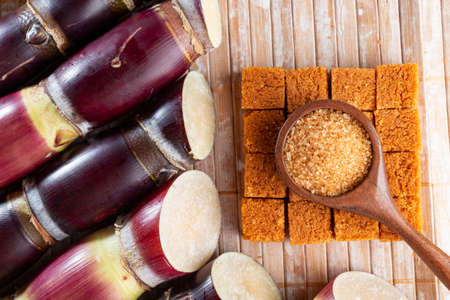 Sugarcane and sugarcane, panela and sugar cane derivatives, imageの写真素材