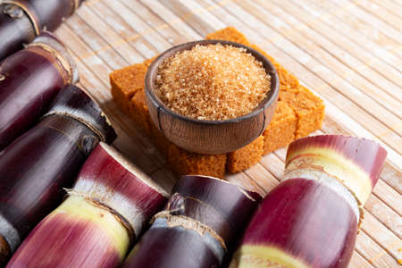Sugarcane and sugarcane, panela and sugar cane derivatives, imageの写真素材