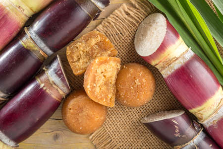 sugar cane and panela, colombia traditional sweet, top viewの写真素材
