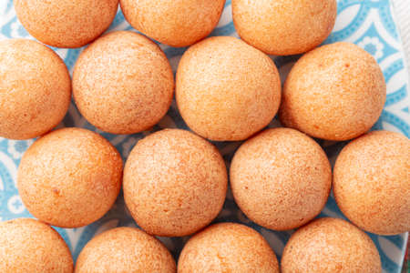 Fritters on the table, typical Colombian food, close-up imageの写真素材