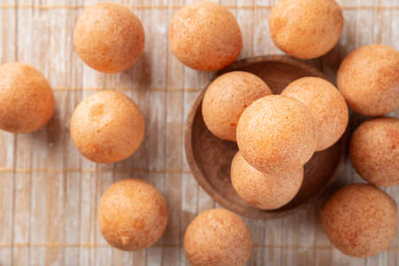 Fritters on the table, typical Colombian food, close-up imageの写真素材