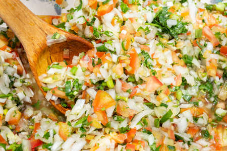 pico de gallo dressing, typical food of Colombia - close-up imageの写真素材