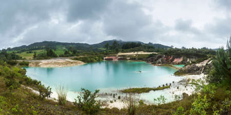 Artificial lake in kaolin mine, kaolinite - municipality of La UniÃ³n Antioquia Colombiaの写真素材
