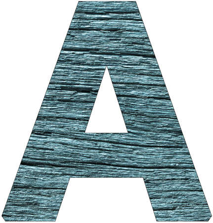 Letter A of the alphabet, with wood texture in blue colorの写真素材