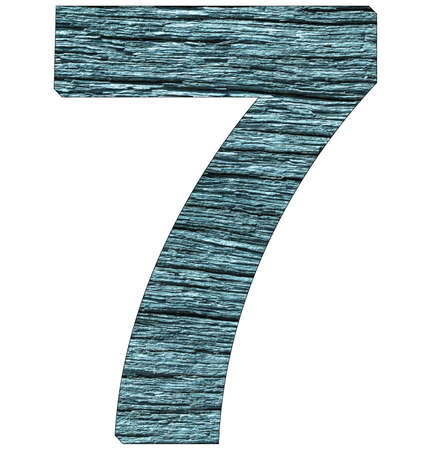 number "7" on wooden background with blue toneの写真素材