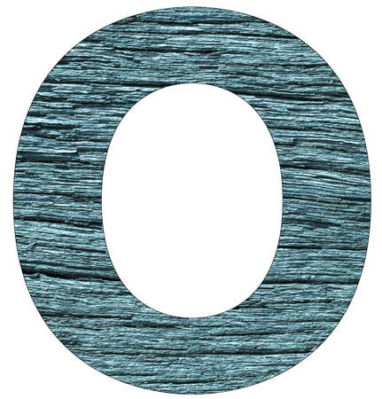 Letter O of the alphabet, with wood texture in blue colorの写真素材