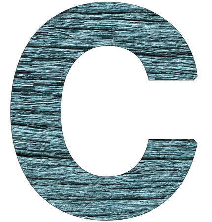 Letter C of the alphabet, with wood texture in blue colorの写真素材