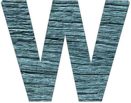 Letter W of the alphabet, with wood texture in blue colorの写真素材