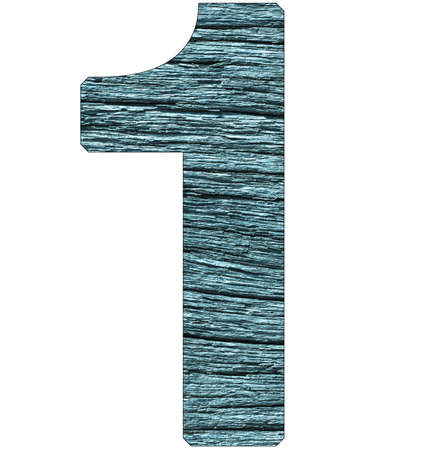 number "1" on wooden background with blue toneの写真素材