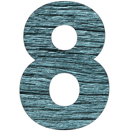 number &quot;8&quot; on wooden background with blue toneの写真素材