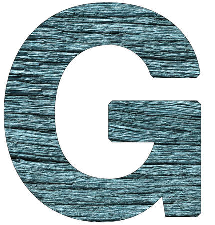 Letter G of the alphabet, with wood texture in blue colorの写真素材
