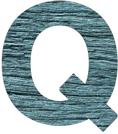 Letter Q of the alphabet, with wood texture in blue colorの写真素材