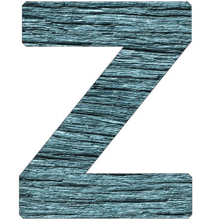 Letter Z of the alphabet, with wood texture in blue colorの写真素材