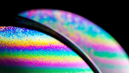 Soap bubbles, similar to planets, close-up