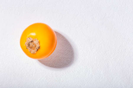 Lulo fruit isolated on white background, space for text, Solanum quitoenseの写真素材
