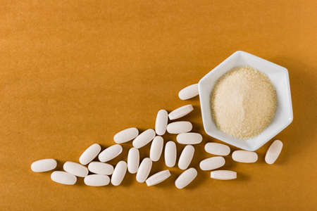 close-up of hydrolyzed and compressed collagen, top viewの写真素材