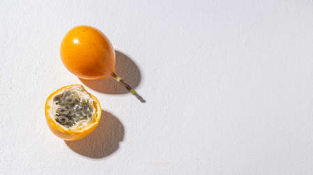 passion fruit on white background - Passiflora ligularisの写真素材