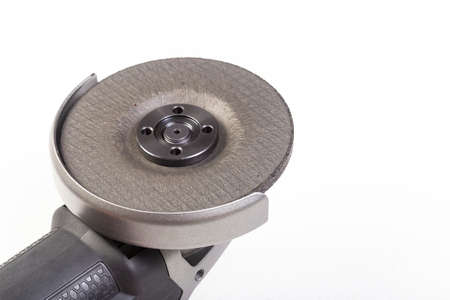 Angle grinder isolated on white background, close-up imageの写真素材