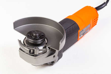 Angle grinder isolated on white background, close-up imageの写真素材
