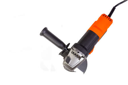 Angle grinder isolated on white background, close-up imageの写真素材