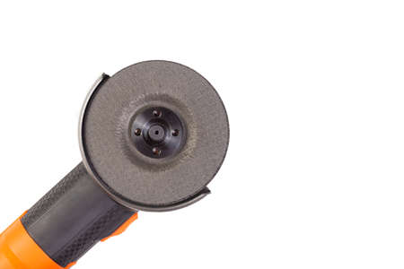 Angle grinder isolated on white background, close-up imageの写真素材